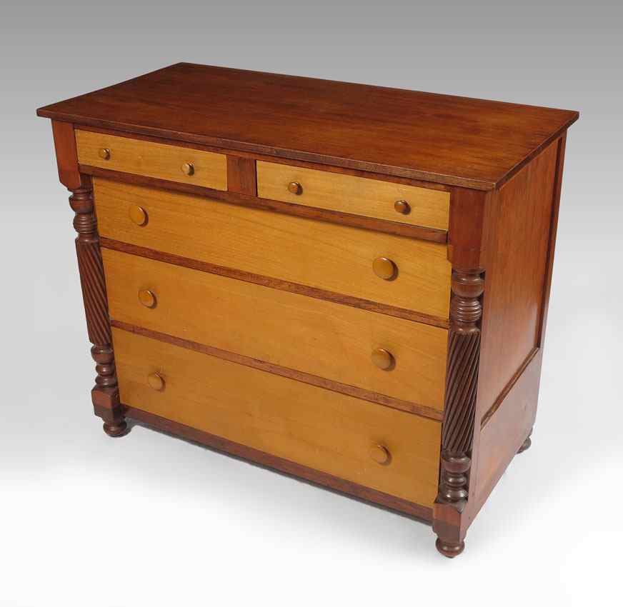 Appraisal: LATE th C CHEST OF DRAWERS Mixed woods over drawers