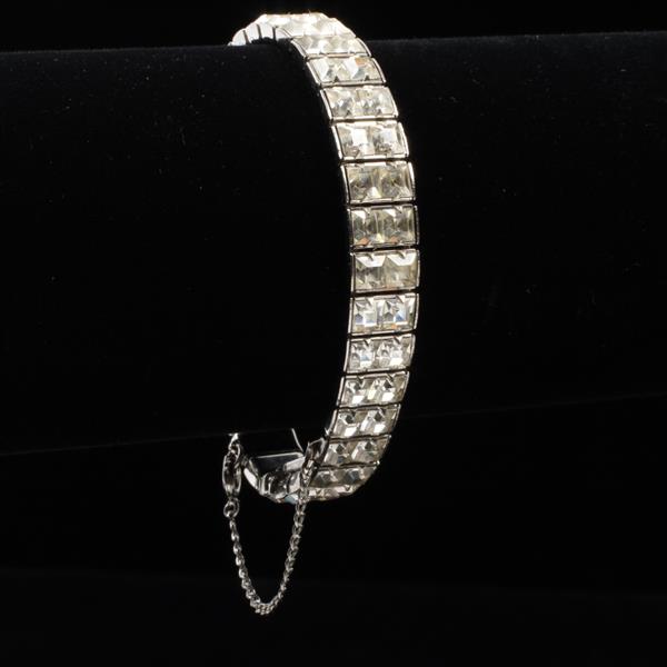 Appraisal: Art Deco Invisible Set Rhinestone Paste Diamante Bracelet widest point