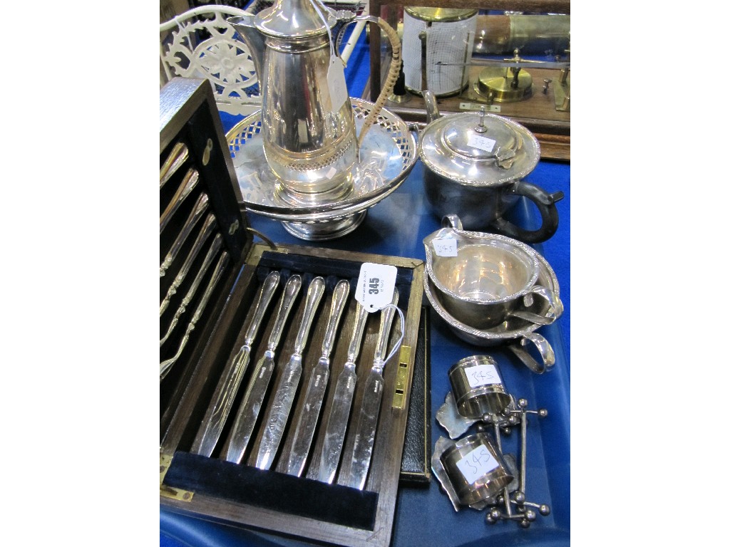 Appraisal: Tray lot of EP - teaservice pot cutlery etc