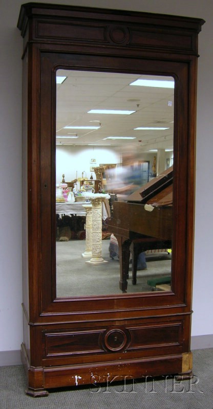 Appraisal: Victorian Rosewood and Mirrored One-Door Wardrobe ht wd dp in