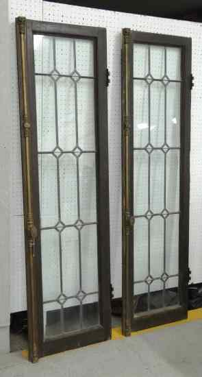 Appraisal: Pair Victorian leaded glass doors with original fancy hardware ''