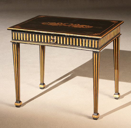 Appraisal: Continental Neoclassical Style Parcel Gilt Black Painted Pine Side Table