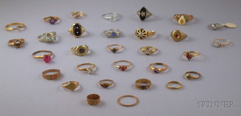 Appraisal: Group of Mostly Gold Rings including Victorian and Art Deco