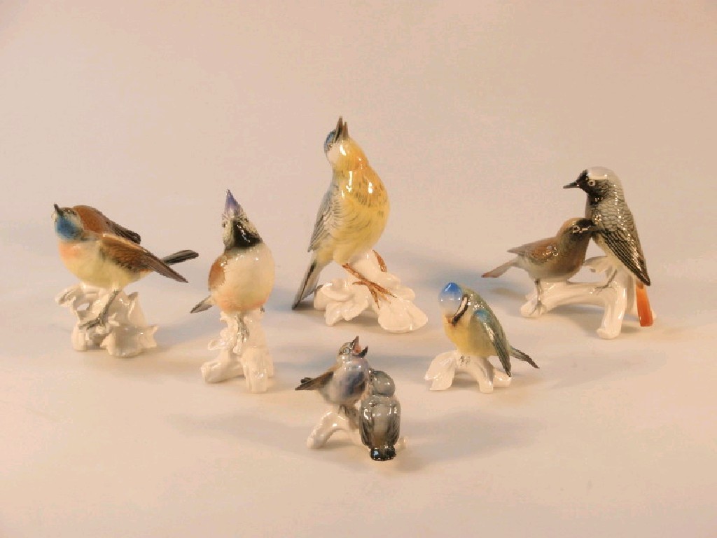 Appraisal: A group of six German porcelain birds various varieties in