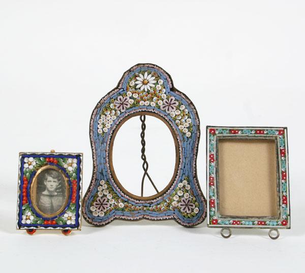 Appraisal: Three Italian micro mosaic frames with floral borders Largest H