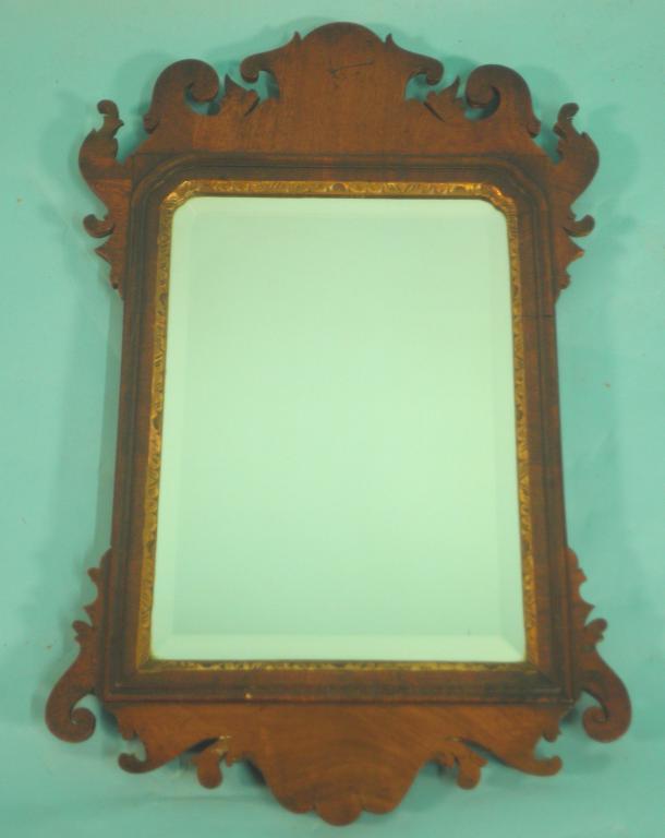 Appraisal: A mid thC mahogany and parcel gilt fret frame wall