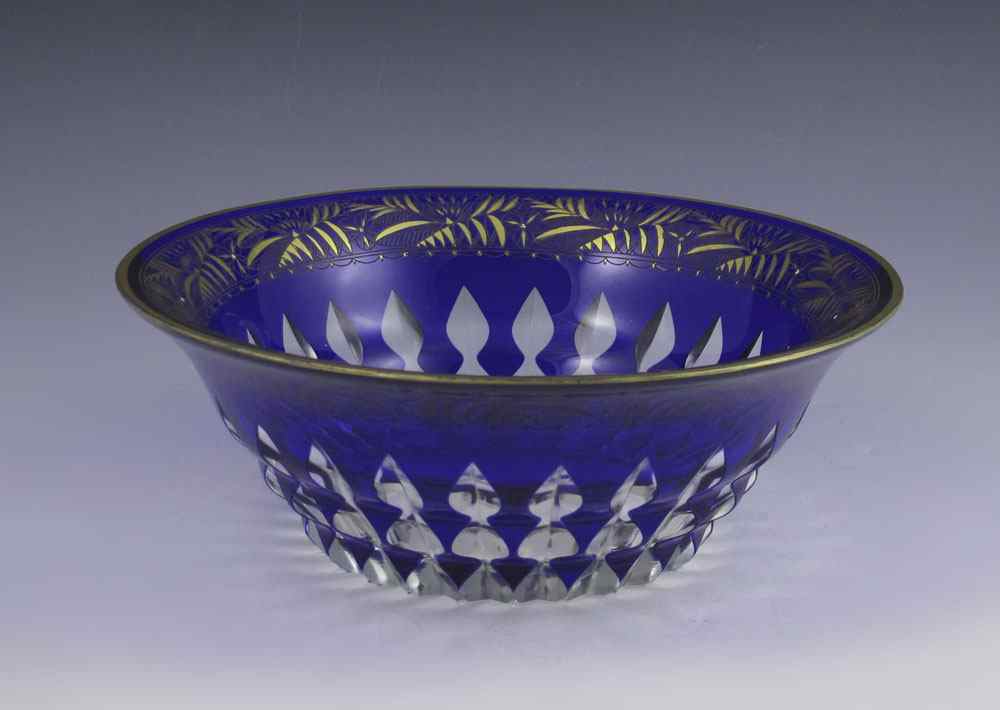 Appraisal: CARL MELTZER COBALT CUT TO CLEAR BOWL Bohemian glass bowl