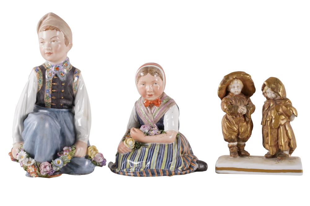 Appraisal: THREE CONTINENTAL PORCELAIN FIGUREScomprising two Royal Copenhagen and one Capodimonte