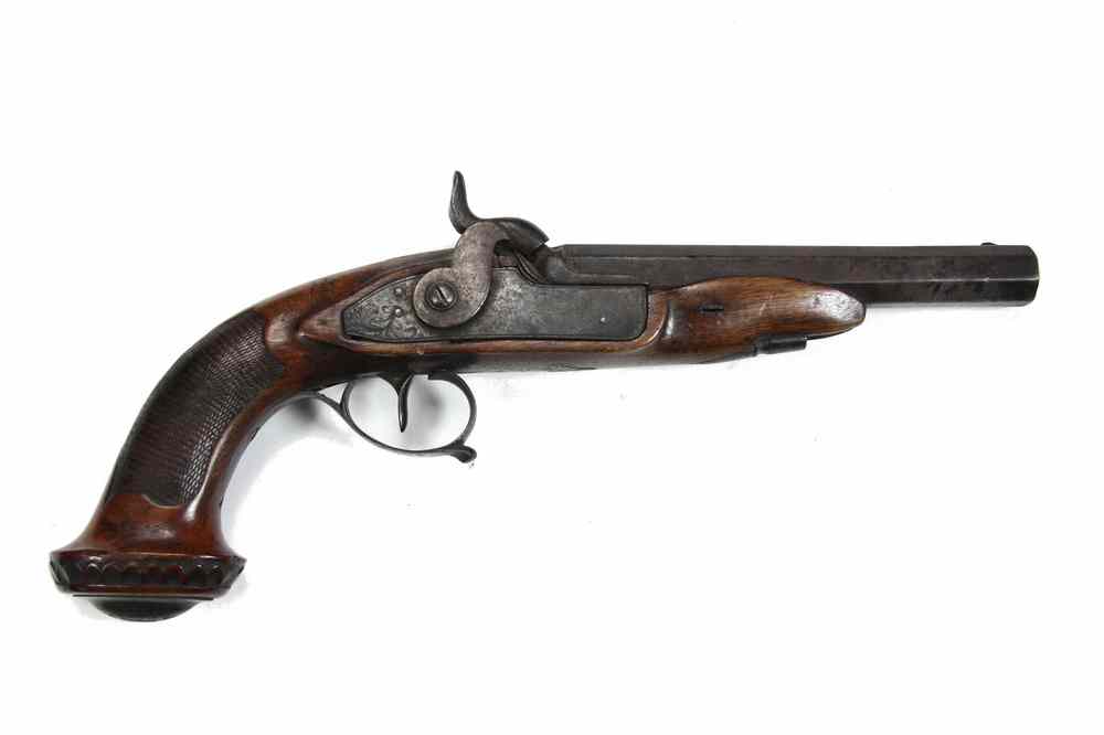 Appraisal: DUELLING PISTOL - Continental Percussion Dueling Pistol marked with Belgian