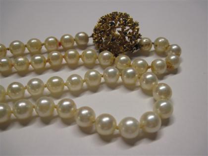 Appraisal: Cultured pearl opera length necklace th century