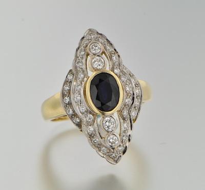 Appraisal: A Ladies' Sapphire and Diamond Ring k yellow gold ring