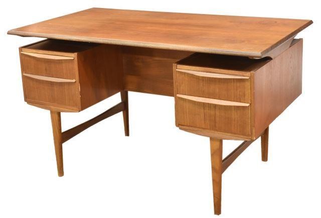 Appraisal: Danish mid-century modern teakwood writing desk c s rectangular top