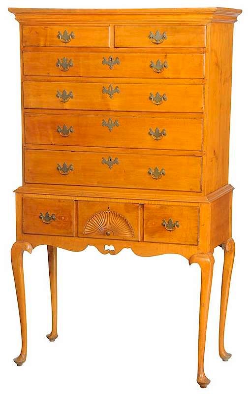 Appraisal: American Queen Anne Maple High Chest New England th century