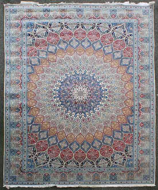 Appraisal: A handmade Nain Habibian part silk carpet decorated with the