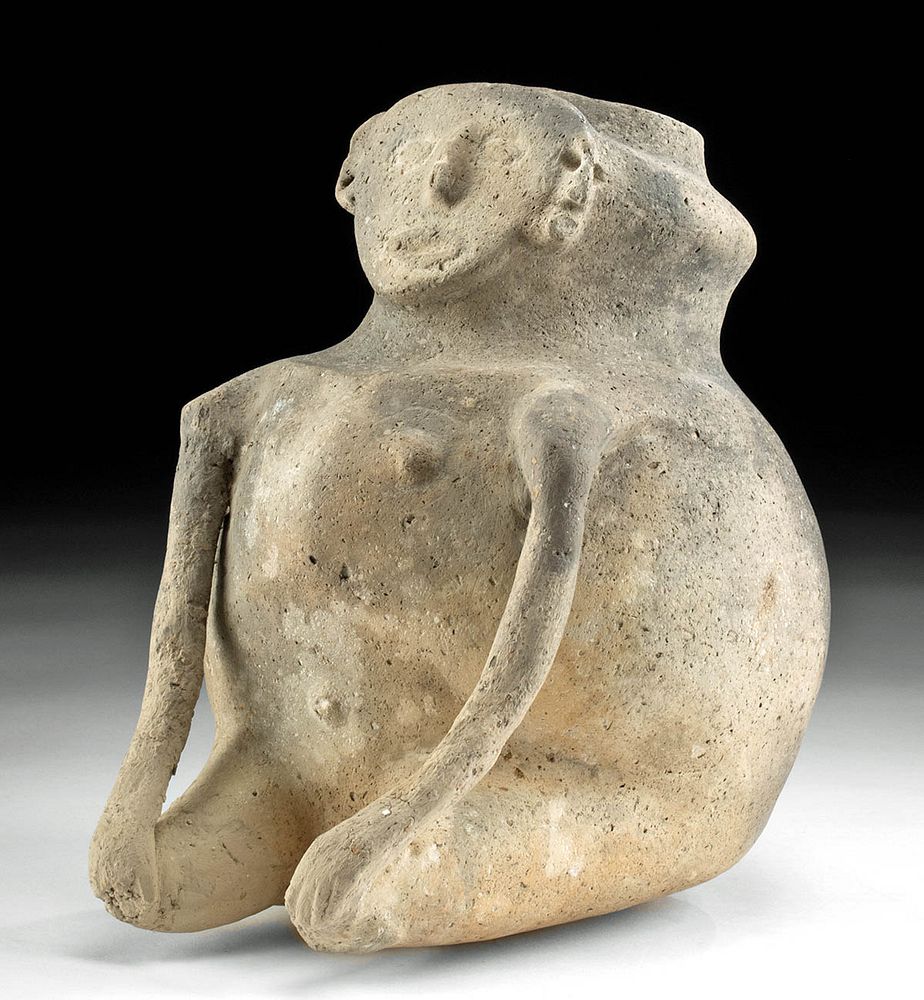 Appraisal: Mississippian Pottery Seated Female Figure w TL Native American Southern