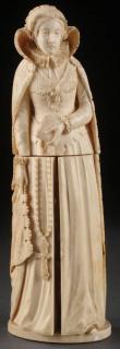 Appraisal: CARVED IVORY TRIPTYCH TH CENTURY A CARVED IVORY TRIPTYCH OF