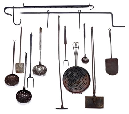 Appraisal: Group of iron and brass household items th and th