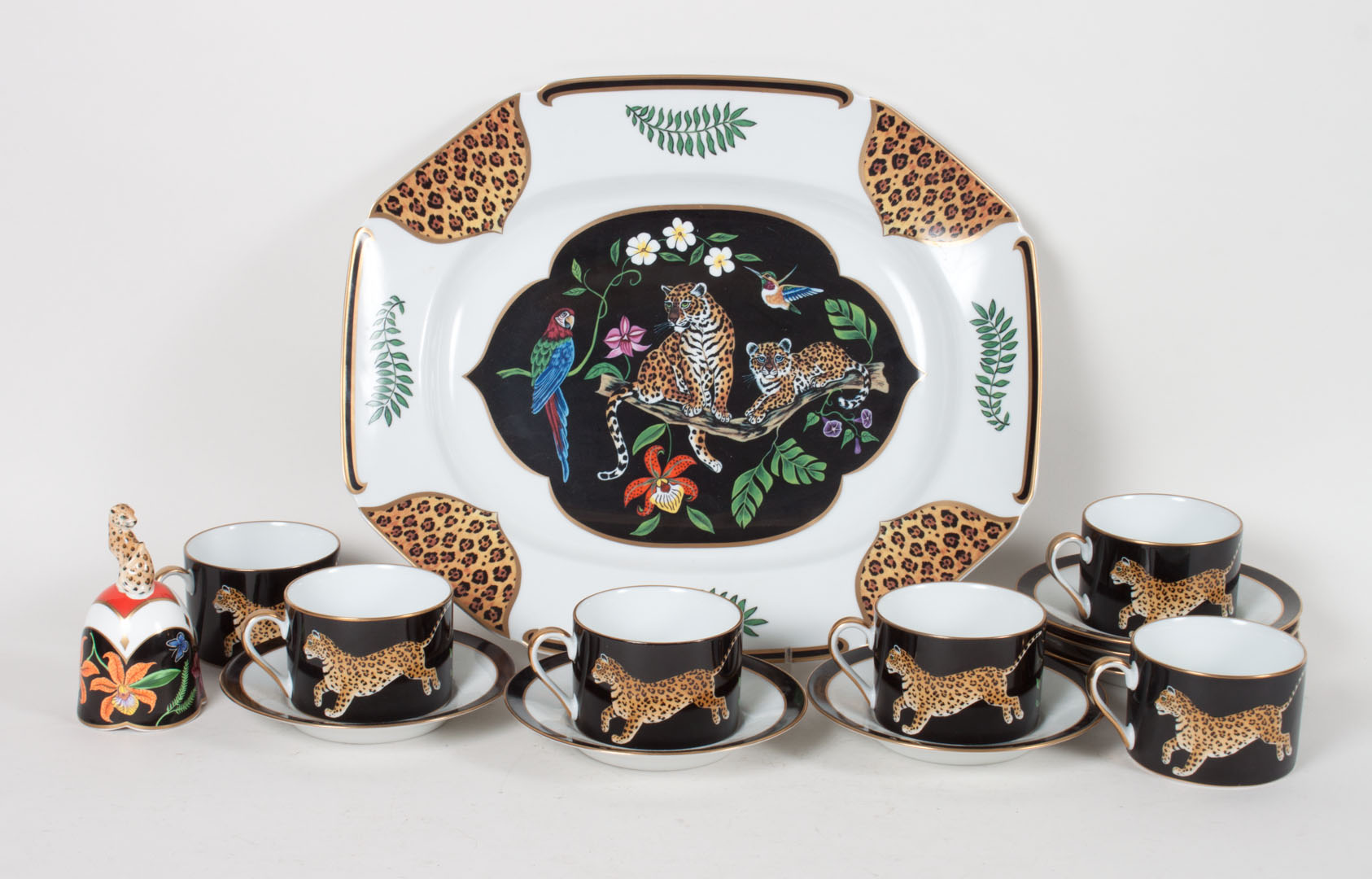 Appraisal: Lynn Chase china Jaguar Jungle tableware including platter dinner bell