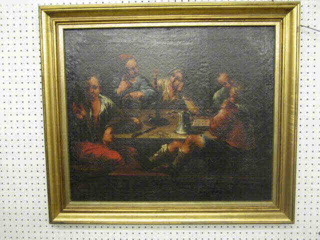 Appraisal: Victorian Oil of Five Youths in a Tavern Scene drinking