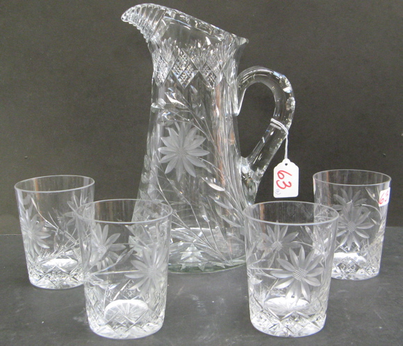 Appraisal: A FIVE PIECE AMERICAN CUT CRYSTAL WATER SET having an