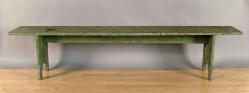 Appraisal: Green painted bench together with a country work table h