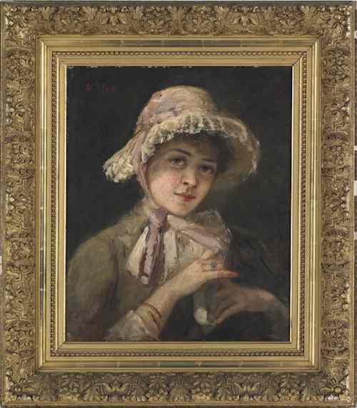 Appraisal: American oil on canvas portrait of a young woman titled