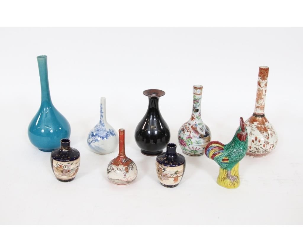 Appraisal: Eight Asian porcelain vases th c together with a rooster