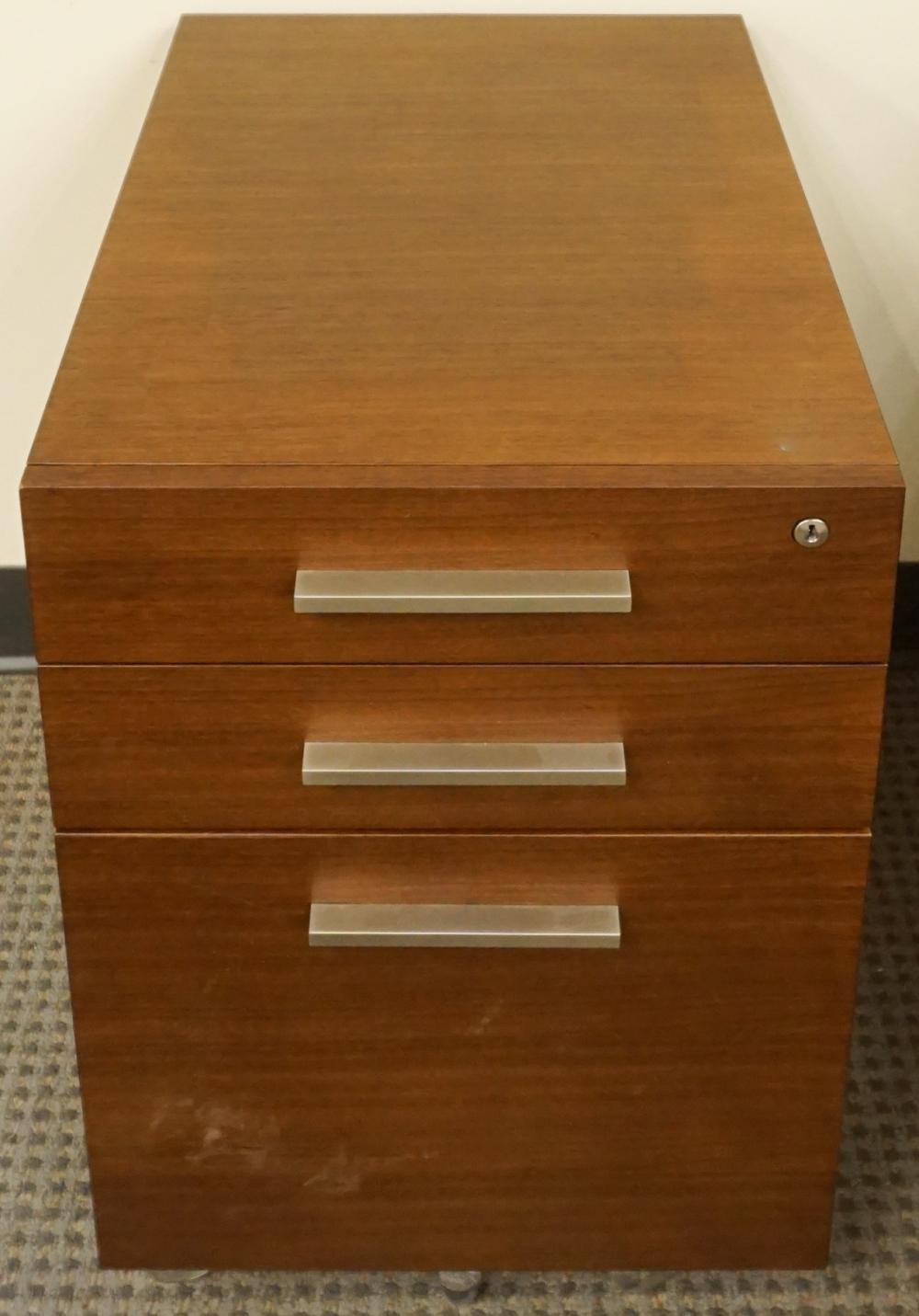 Appraisal: BDI TEAK THREE-DRAWER 'SEQUEL' FILE CABINET X X IN X