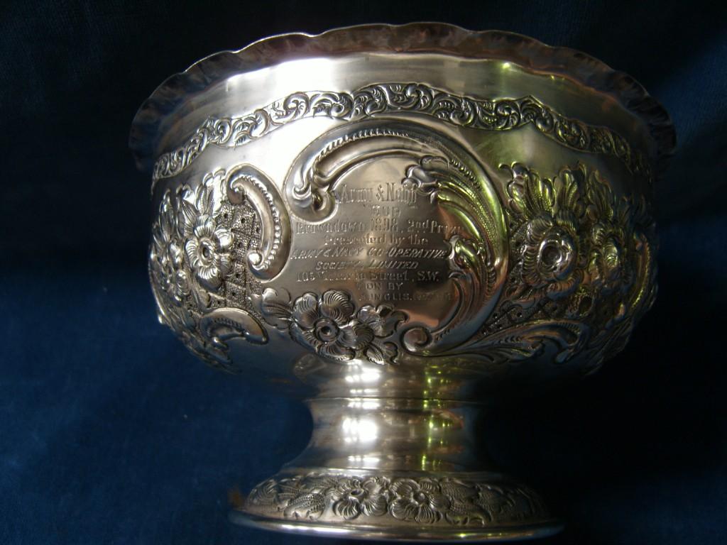 Appraisal: An open silver bowl on pedestal foot with crimped border