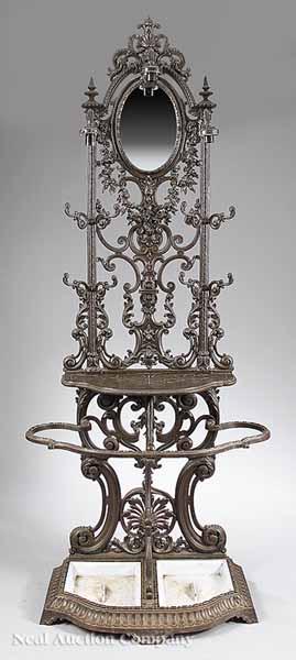 Appraisal: An American Cast Iron Hall Tree late th c with