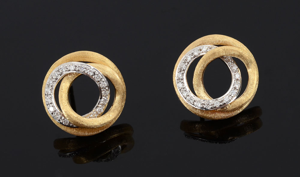 Appraisal: MARCO BICEGO JAIPUR COLLECTION EARRINGS Three interlocking rings of K