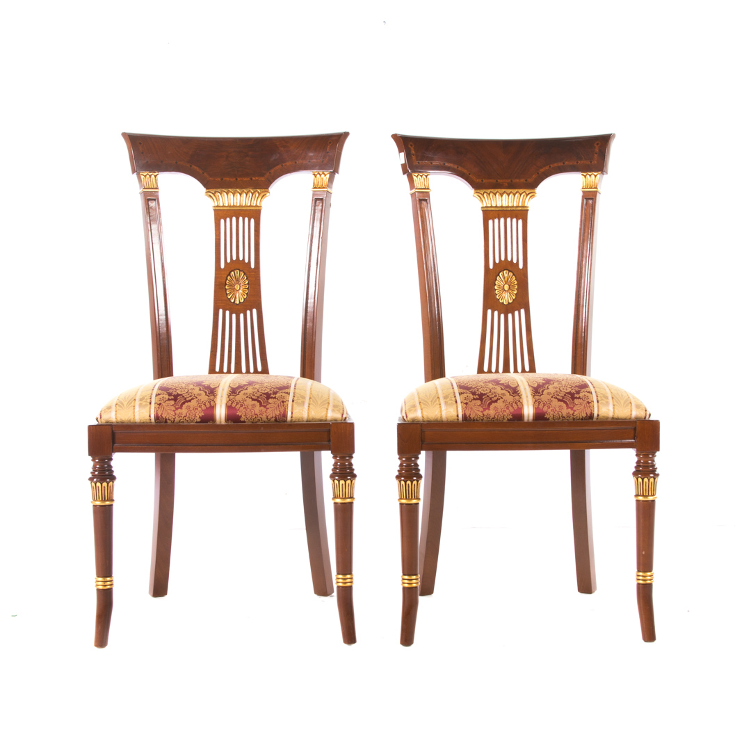 Appraisal: Pair of French Empire style mahogany side chairs th century