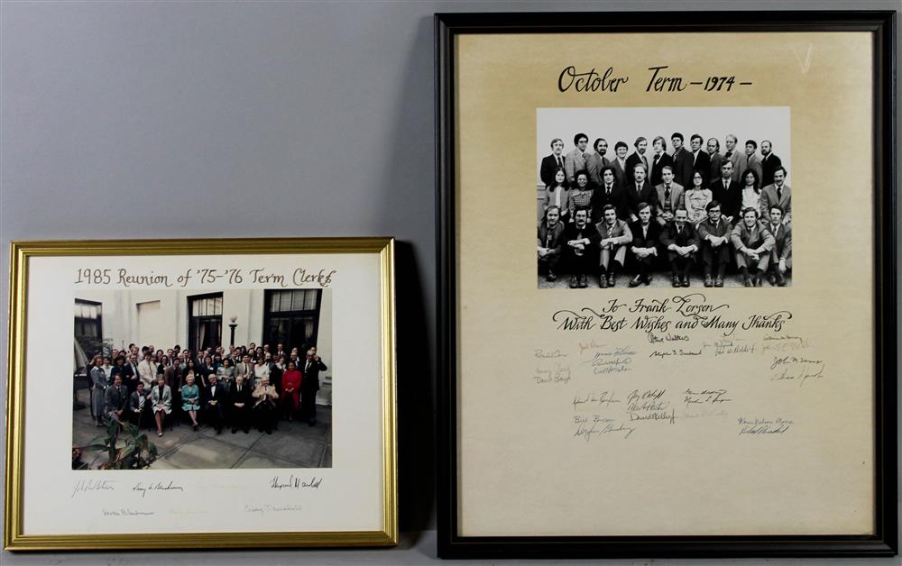 Appraisal: TWO FRAMED PHOTOGRAPHS DEPICTING REUNIONS OF SUPREME COURT CLERKS FROM