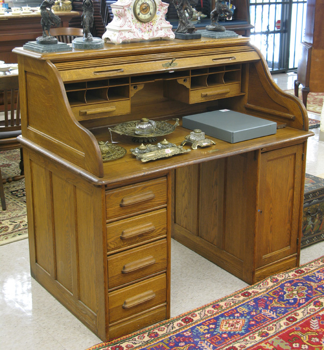 Appraisal: AN OAK ROLLTOP DESK American The Rand Leopold Desk Co