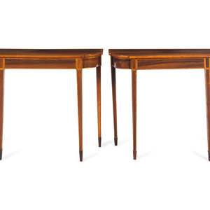 Appraisal: A Pair of George III Style Satinwood-Banded Rosewood Pier Tables