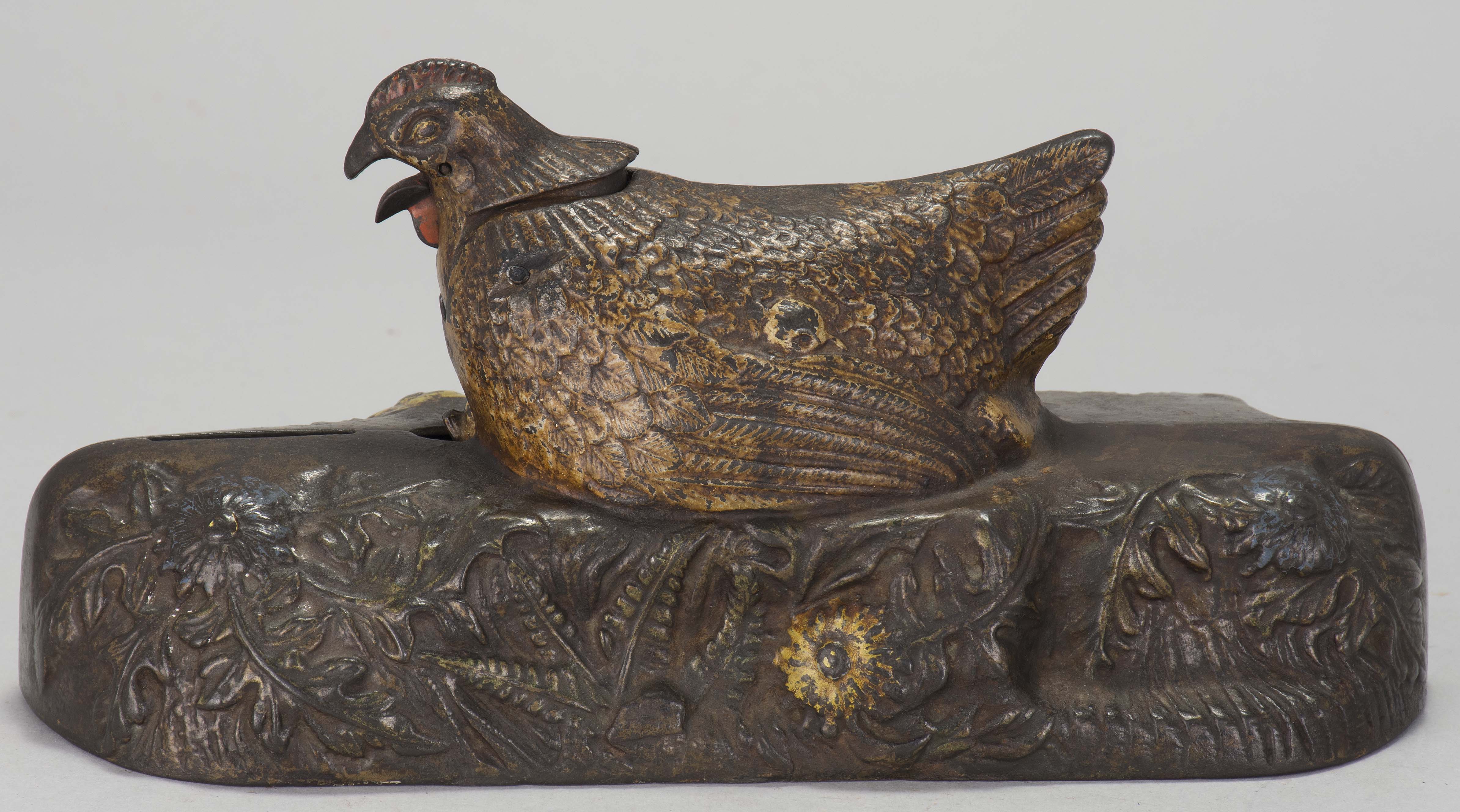 Appraisal: HEN AND CHICK CAST IRON MECHANICAL BANK Patented By J