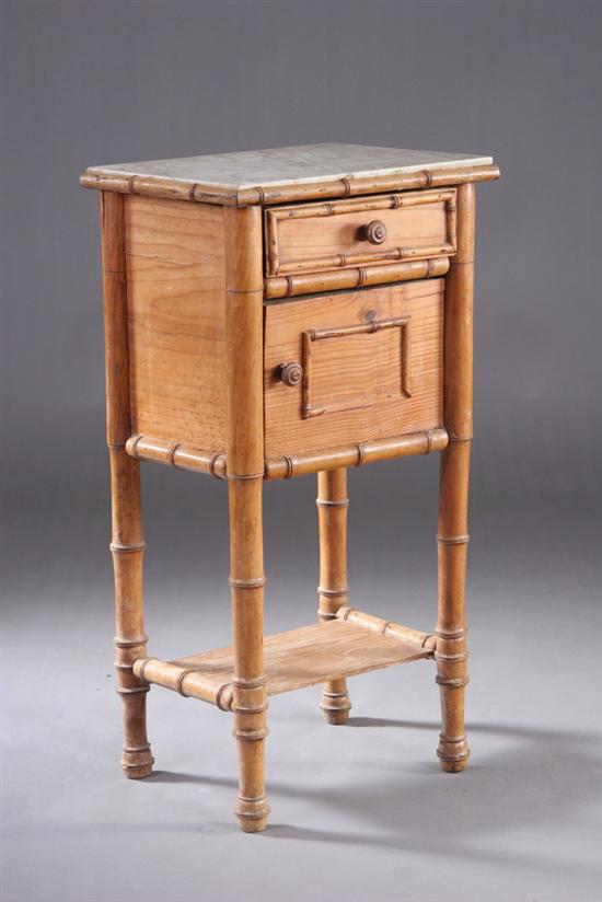 Appraisal: FRENCH BAMBOO STYLE NIGHT STAND circa Inset slab with conforming