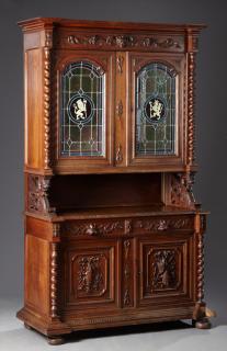 Appraisal: French Henri II Style Carved Oak Buffet a Deux Cor