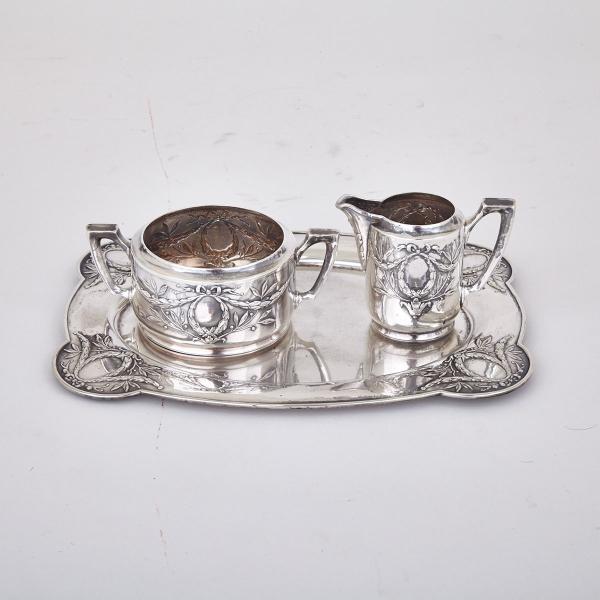 Appraisal: Continental Silver Cream Jug Sugar Basin and Tray probably German