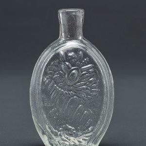 Appraisal: A Molded-Glass Pittsburg Flask in Clear American Circa - half-pint