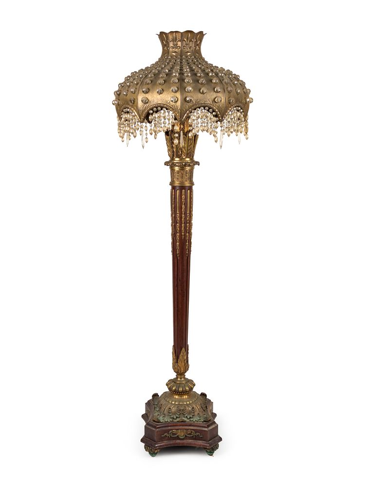 Appraisal: A Gilt Metal and Glass Floor Lamp A Gilt Metal