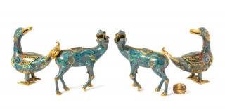 Appraisal: Two Pairs of Cloisonne Enamel Animal Figures Two Pairs of