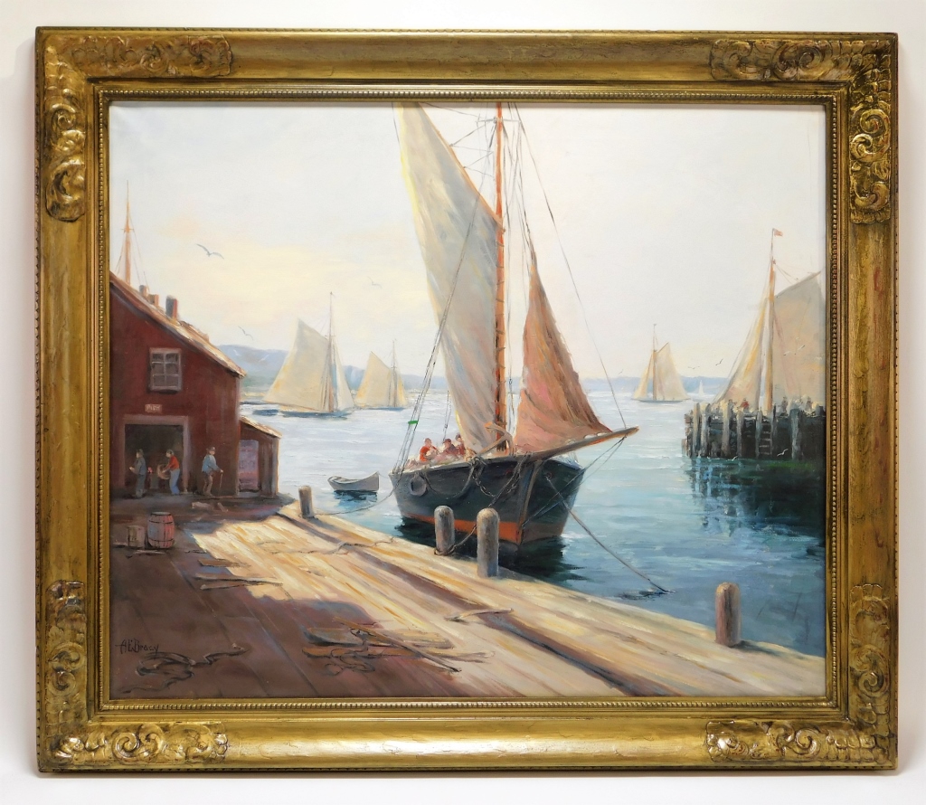 Appraisal: ARTHUR EDWIN BRACY GLOUCESTER FISH WHARF PAINTING Michigan - Impressionist