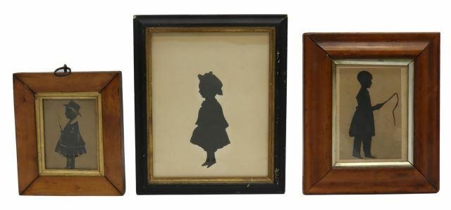 Appraisal: lot of Framed cutout silhouette portraits mounted on paper th