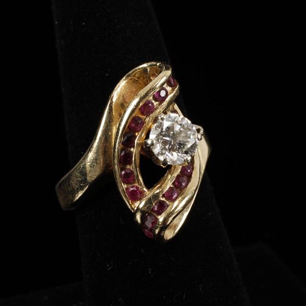 Appraisal: Yellow Gold K Custom Designer ct Diamond and Ruby Estate