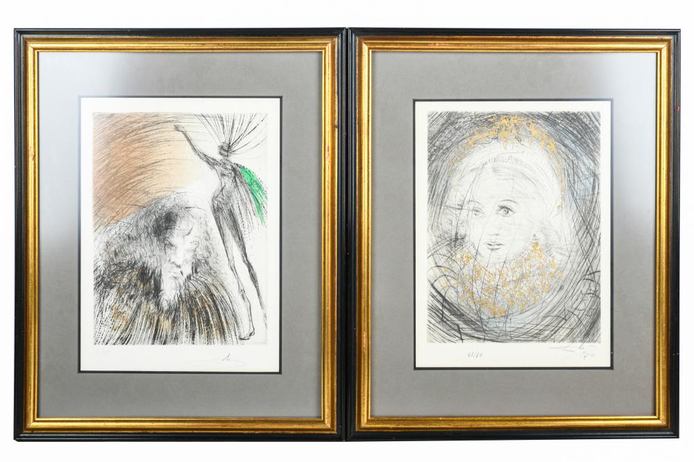 Appraisal: ATTRIBUTED TO SALVADOR DALI TWO ASSORTED PRINTScomprising two etchings face