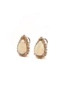 Appraisal: Pair k White Gold Opal Diamond Earrings A pair of