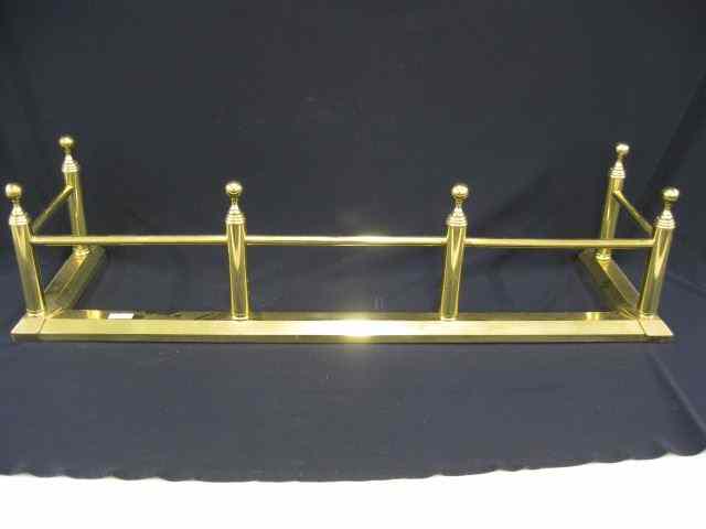 Appraisal: Brass Fireplace Fender ball column decor '' wide '' deep