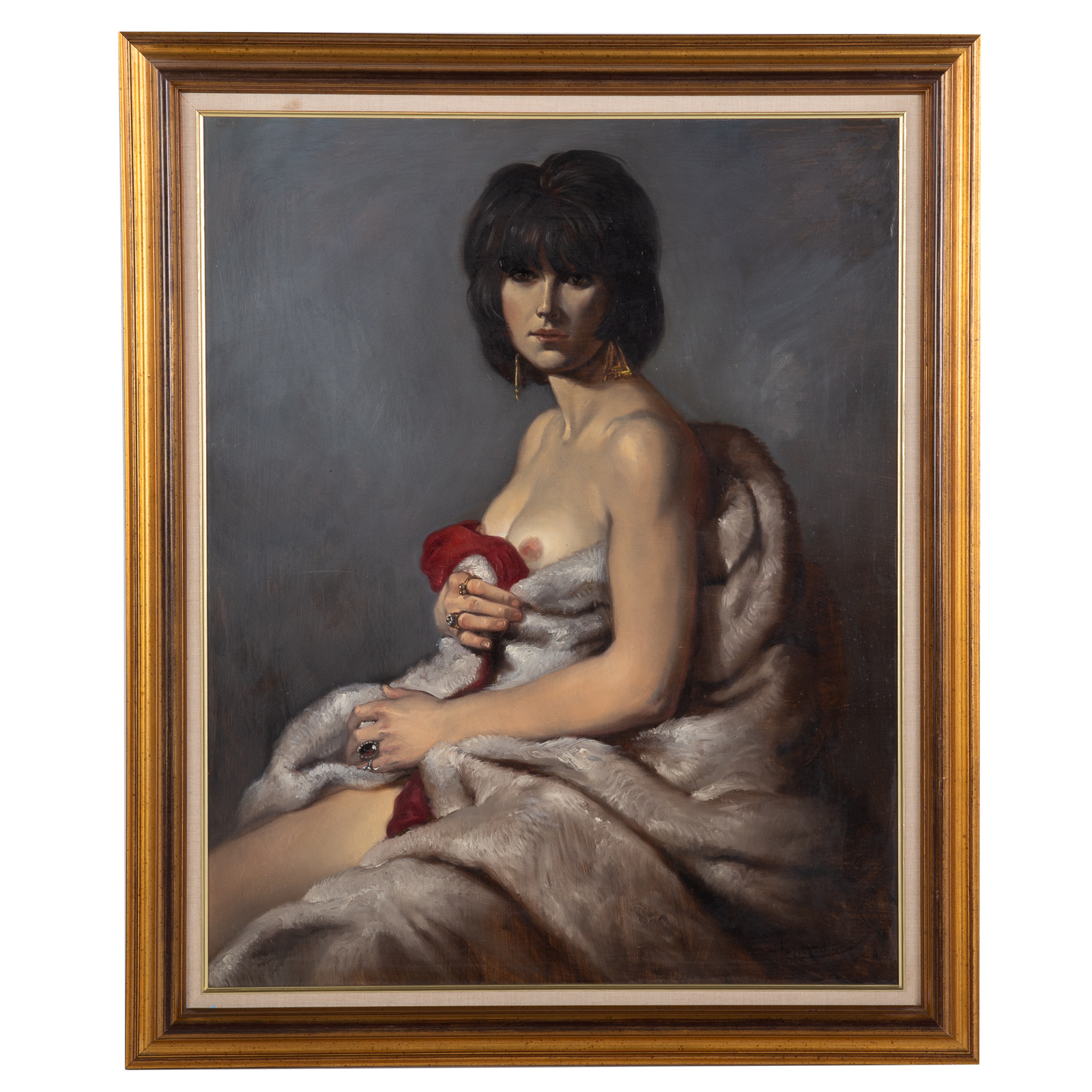 Appraisal: JOSEPH SHEPPARD FEMALE NUDE IN FUR COAT OIL American b