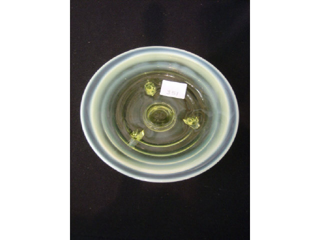 Appraisal: OPALESCENT VASELINE GLASS FOOTED PLATE